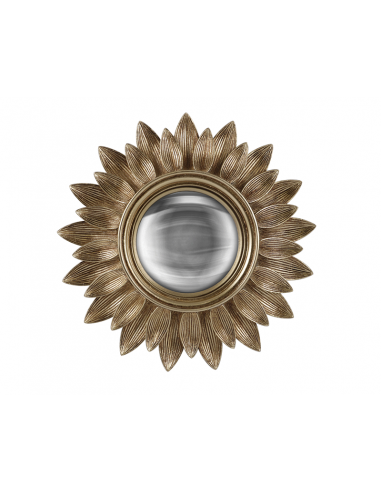 Miroir doré rond convexe plumes - 2 Dimensions