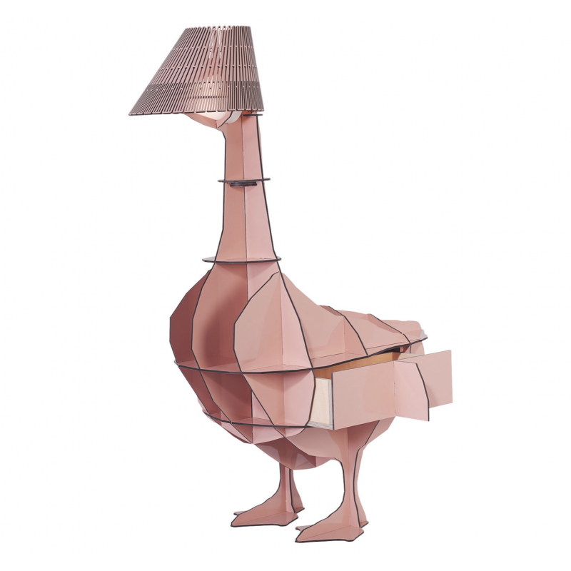 Lampe et meuble Ibride de chevet à poser avec tiroir et chargeur usb