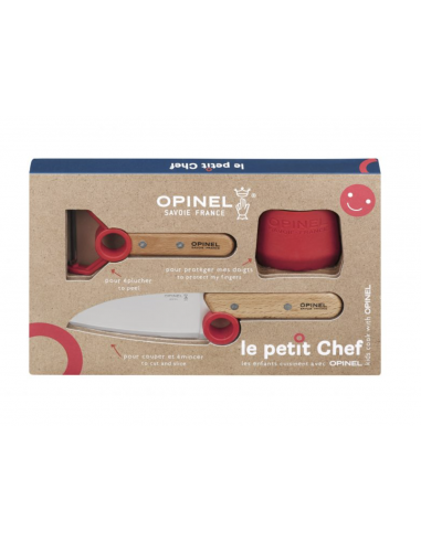 Coffret Opinel Petit Chef 3 ustensiles, couteau, protection et éplucheur - enfants