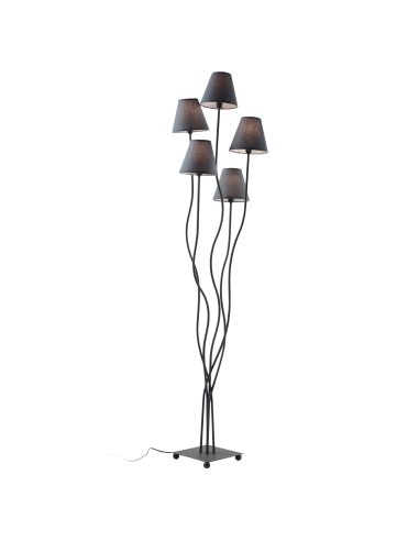 Lampadaire Design Mascagni métal noir laqué à 5 lampes